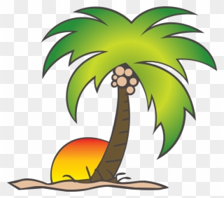 Palm Tree Sun Png Banner Library Download - Coconut Tree Cartoon Png Clipart