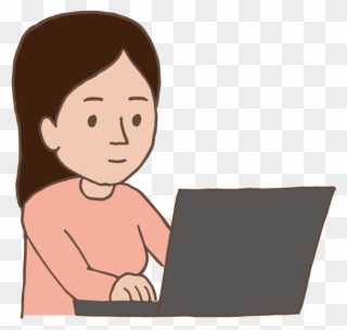 Young Lady Using Laptop - Illustration Clipart