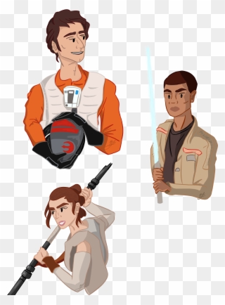 Busts Of Poe, Finn, And Rey From Star Wars - Cartoon Clipart