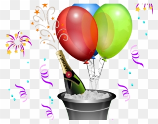 Birthday Clipart Streamer - Clip Art Free Champagne Bottle - Png Download