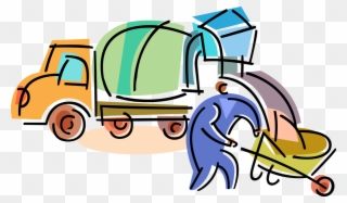 Vector Illustration Of Construction Industry Heavy - Concrete Mixer Clipart