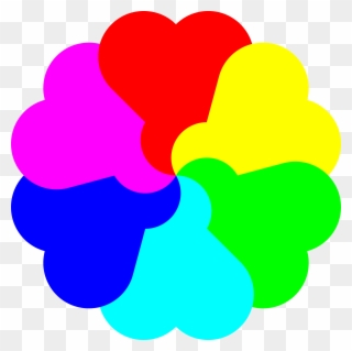 Flowerheart Spectrum Colors - Rainbow Love Hearts Clip Art - Png Download