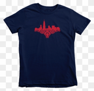 Kids Chicago Skyline Love - Kids T Shirt Black Mockup Clipart