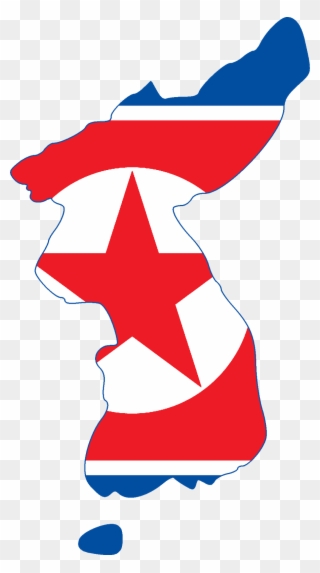 North Korea Flag With Map Graphics - Korea North Korea Flag Map Clipart