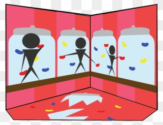 Guests Climb Around The Room While The Lights Flash - Illustration Clipart