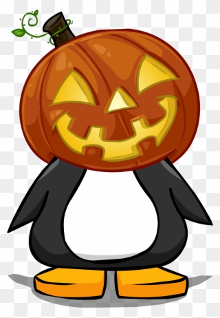 Glowing Pumpkin Head On A Player Card - Penguin With Hard Hat Clipart