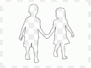 Holding Hands Silhouette - Girl And Boy Silhouette Clipart