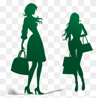 Fashion Model Silhouette Clip Art At Getdrawings - Shopping Girl Black And White - Png Download