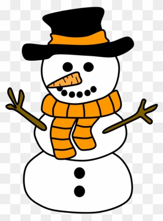 Snowman, Hat, Scarf, Orange, - Snowman Clipart