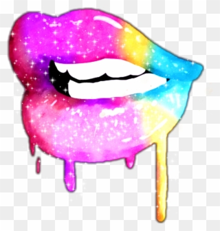 Sparkle Glitter Kiss Lips Colorful Rainbow - Lips Clipart