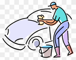Vector Illustration Of Car Wash Attendant Washes Automobile - Transparent Background Car Wash Clipart - Png Download