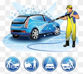 Cartoon Illustration Beauty Care - Car Wash Vector Png Clipart
