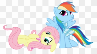Fluttershy And Rainbow Dash By Muhmuhmuhimdead Fluttershy - Rainbow Dash And Fluttershy Png Clipart