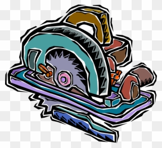 Vector Illustration Of Circular Saw Electric Power - Illustration Clipart