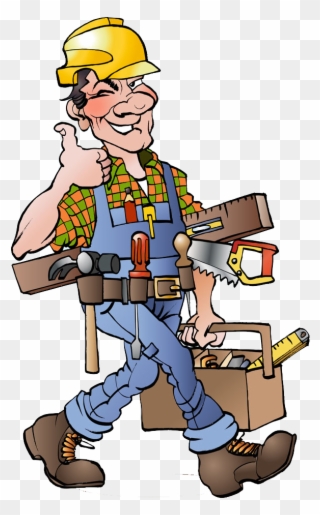 Royalty Free Cartoon Drawing Illustration Workers Saw - Carpenter Cartoon Clipart