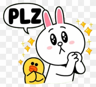 "plz" Korean Phrases, Korean Words, Korean Friends, - Cony Line Sticker Png Clipart