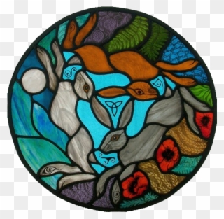 Three-hares - Stained Glass Clipart