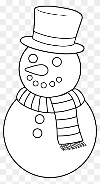 Colorable Christmas Snowman - Christmas Clipart Black And White Snowman - Png Download