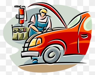 Auto Repairman Works On Car - Working On A Car Clipart - Png Download