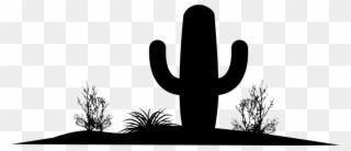 Saguaro Cactus Desert Scene Silhouette Clipart