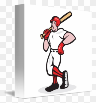Baseball Hitter Bat Shoulder Cartoon By Aloysius Patrimonio - Baseball Player Holding Bat Cartoon Card Clipart