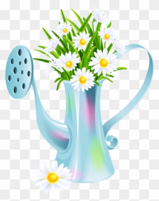 Watering Cans And Flowers - Download Photo Flower Drawing Clipart