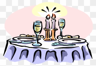 A Cartoon Waiter At A Fine Dining Establishment Serving - Candle Light Dinner Clipart - Png Download