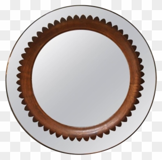 Sophisticated Circular Walnut Wall Mirror By Fratelli - Crank Trigger Wheel 60 2 Clipart