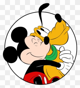 Mickey Hugging Pluto Circle - Mickey Mouse Clipart