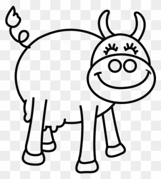 Drawing Cow Clip Black And White Stock - Drawing - Png Download