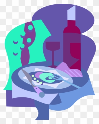 Graphic Fine Dining With Bottle Of Wine - Wine Clipart