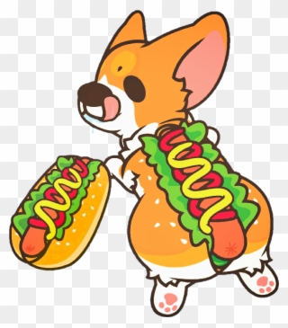 Schotdog Hotdog Corgi Dog Cute Colorful Cosplay Food - Dog Clipart