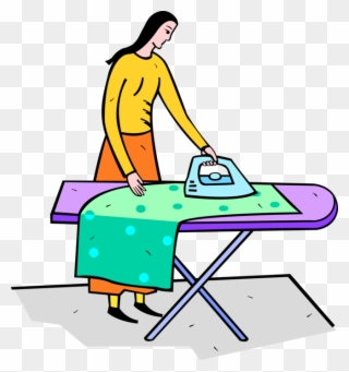 Ironing Clothes With Iron - Iron And Ironing Board Clipart - Png Download