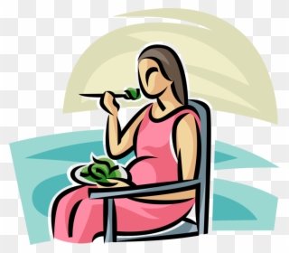 Eating Vector Mother - Pregnant Woman Eating Clipart - Png Download