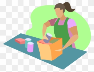 Vector Library Library Store Clerk Packs Groceries - Illustration Clipart