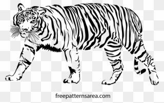 Graphic Black And White Camouflage Drawing Tiger - Scroll Saw Clipart
