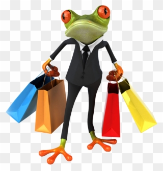 Business Frog With Shopping Bags - Frog With Shopping Bags Clipart