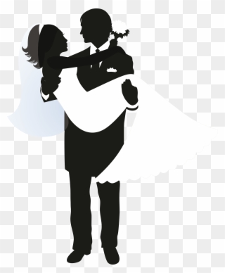 Wedding Invitation Silhouette Bridegroom - Bride And Groom Silhouette Clip - Png Download