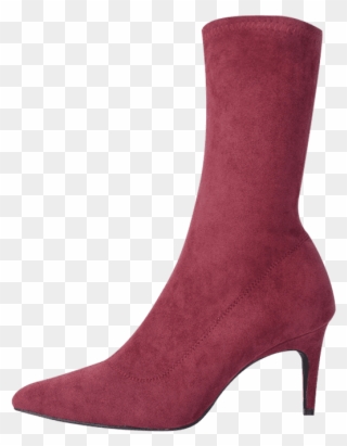 Mid Heel Pointed Toe Mid Calf Boots Wine Red 37 Jf7487 - Knee-high Boot Clipart