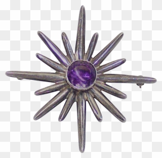 Taxco Miguel Melendez Sterling And Amethyst Sun Brooch - Sticker Clipart