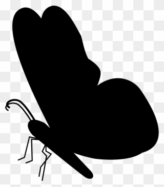 Black Butterfly Shape From Side View Comments - Butterfly Png Black And White Clipart