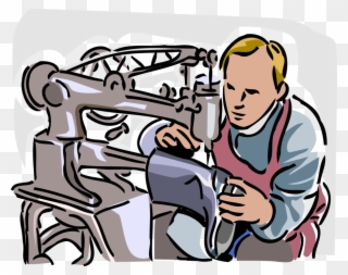 Vector Illustration Of Shoe Repair Cobbler Shoemaker - Industrial Sewing Machine Clipart - Png Download