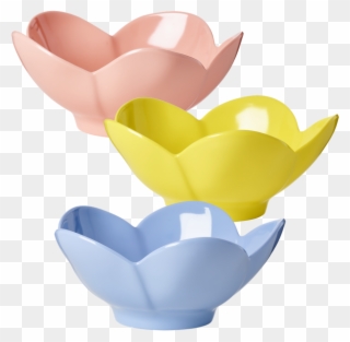Flower Shaped Melamine Bowls In 3 Assorted Colours - Flower Shaped Bowl Clipart