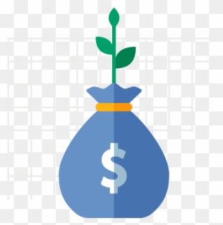 Plant Growing Out Of Money Bag - Illustration Clipart