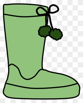 Boots, Pom-poms, Snow, Rain, Green, - Rain Boot Clipart