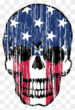 Grunge Patriotic Skull Decal - Patriotic Skull Clipart