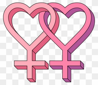 Clipart Cross Heart - Lesbian Heart Symbol - Png Download