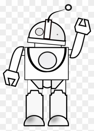 Robot Waving White Black Png Image - Colour By Numbers Robot Clipart