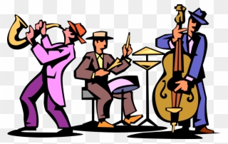 Trio Play Saxophone Drum And Bass Vector - Clipart Jazz - Png Download