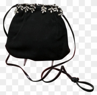 Vintage Koret Suede Evening Bag With Rhinestone Frame - Handbag Clipart